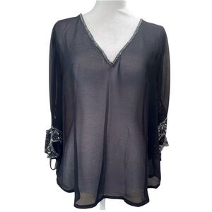 5 for $25 with eligible listings showing a ❤️ symbol.
Black Beaded Top. SZ Small